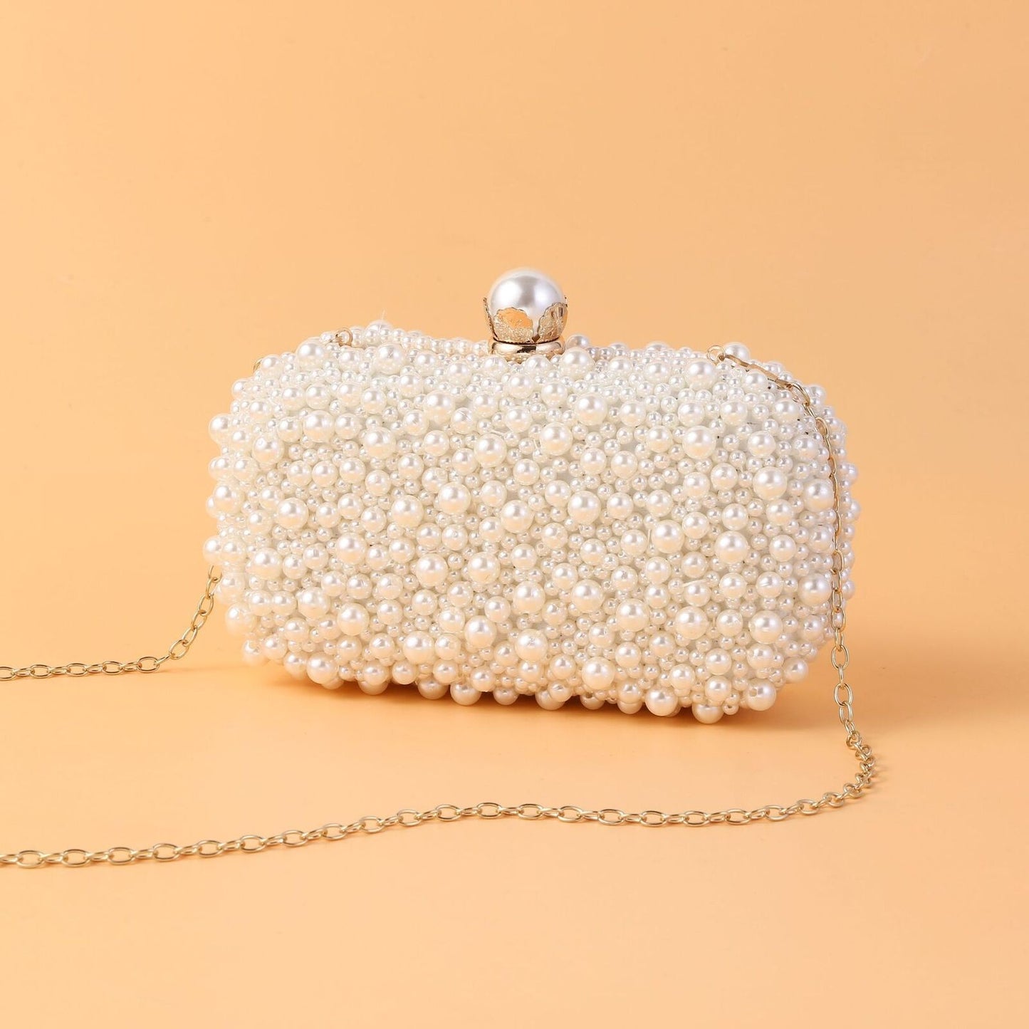 Mini Cosmetic Bag Full Pearl Studded Bags Long Chain Shoulder Purses 19*10*6 CM