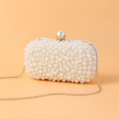 Mini Cosmetic Bag Full Pearl Studded Bags Long Chain Shoulder Purses 19*10*6 CM
