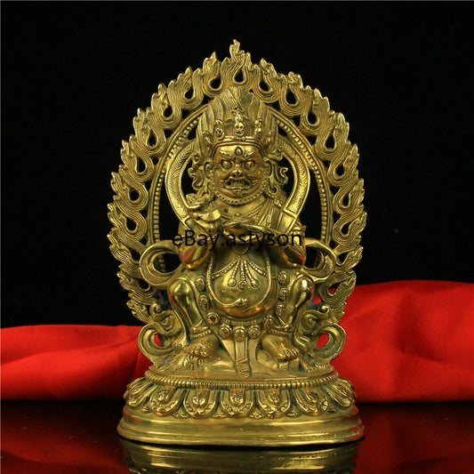 Tibet Tibetan Buddhist Handmade Brass Statue Mahakala Two Arm Maha Gala Mahakala