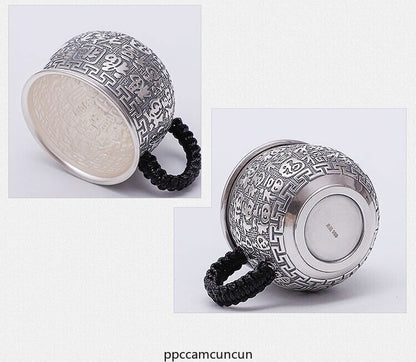 999 Sterling Silver Tea Cup With Handle Certificate Paper Health Care Handmade