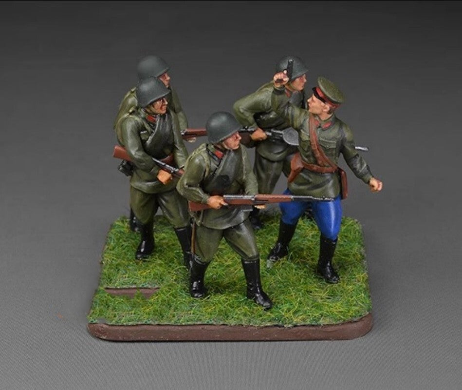 Handmade 1/72 WWII Soviet Infantry 5 Soldiers Model