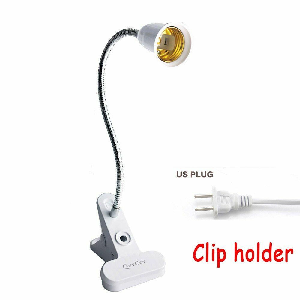 Desk Light Clip On E27 Socket 3 Head Flexible Off Switch Lamp Holder LED Plant