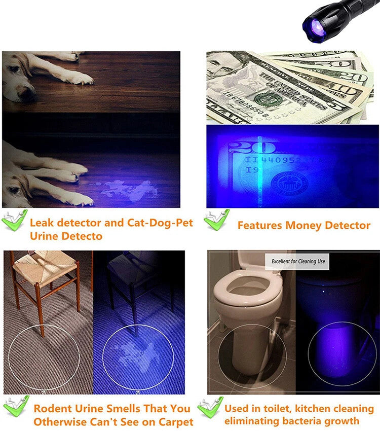 UV Flashlight Black Light Super Bright 120000lm Torch Ultra Violet Lamp LED
