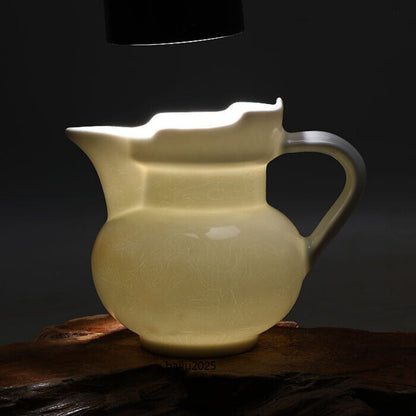 5" Chinese Ming Chenghua White Glaze Porcelain Carved Phoenix Design Teapot
