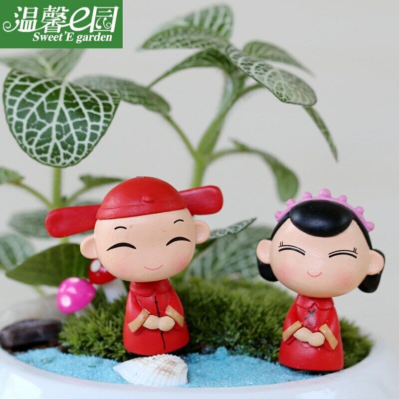 Groom Wedding Decoration Micro Landscape Ornament and 2pcs/lot Couple Doll Brid