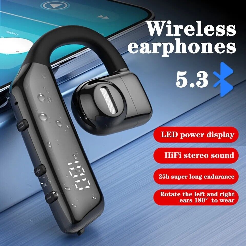 Wireless Bluetooth 5.2 Earpiece Headset Driving Trucker Earbuds Noise Cancelling