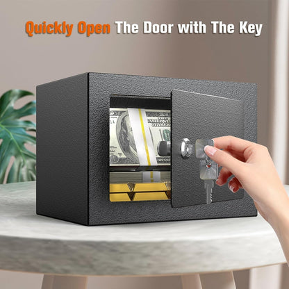 Small Safe Box with Key Lock,Mini Safe for Money with Coin Slot，Steel Security D
