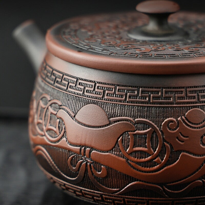 Boutique Tea Pot Purple Pottery Chinese Kungfu Tea Pot Ball Shaped Infuser Holes