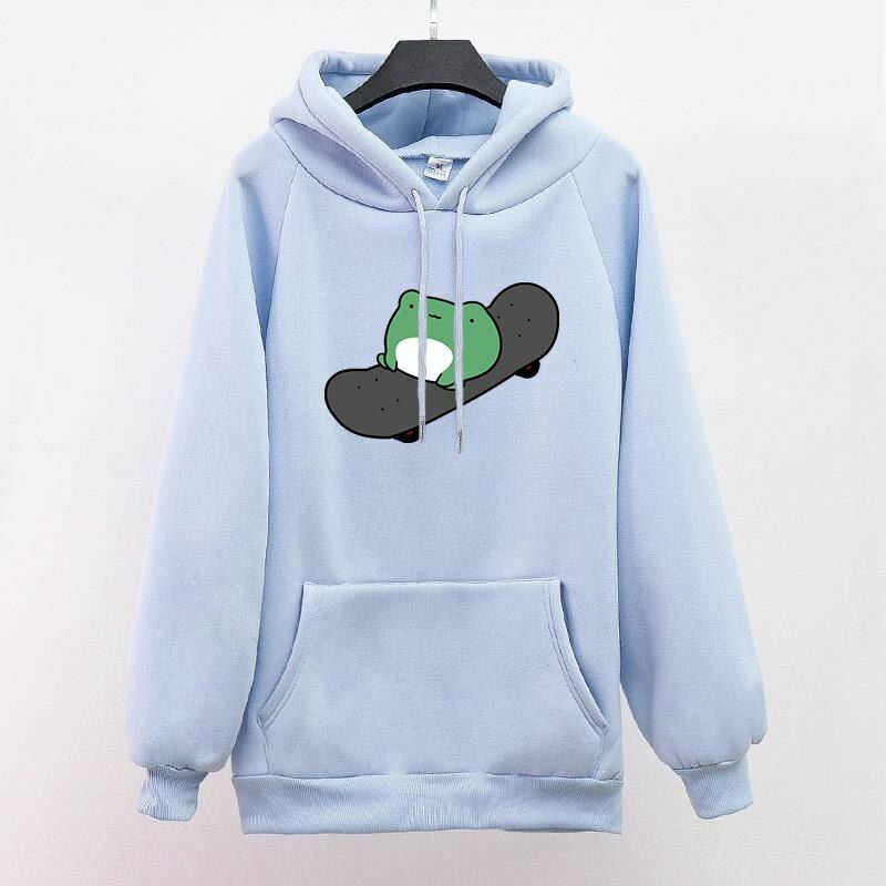 Oversized Sweatshirt Skateboard Frog Men Women's Hoodies Harajuku Warm Pullover