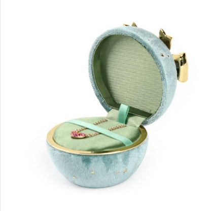 Jewelry Box Round Plastic Alloy Velvet Bow Rings Pendant Packaging Boxes 7x7x6cm