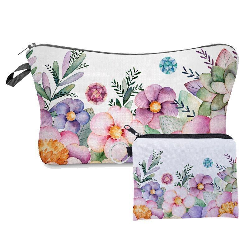 2 PCS Makeup Bag Animal Pattern Cosmetic Bag Set Women Combination Organizer Bag