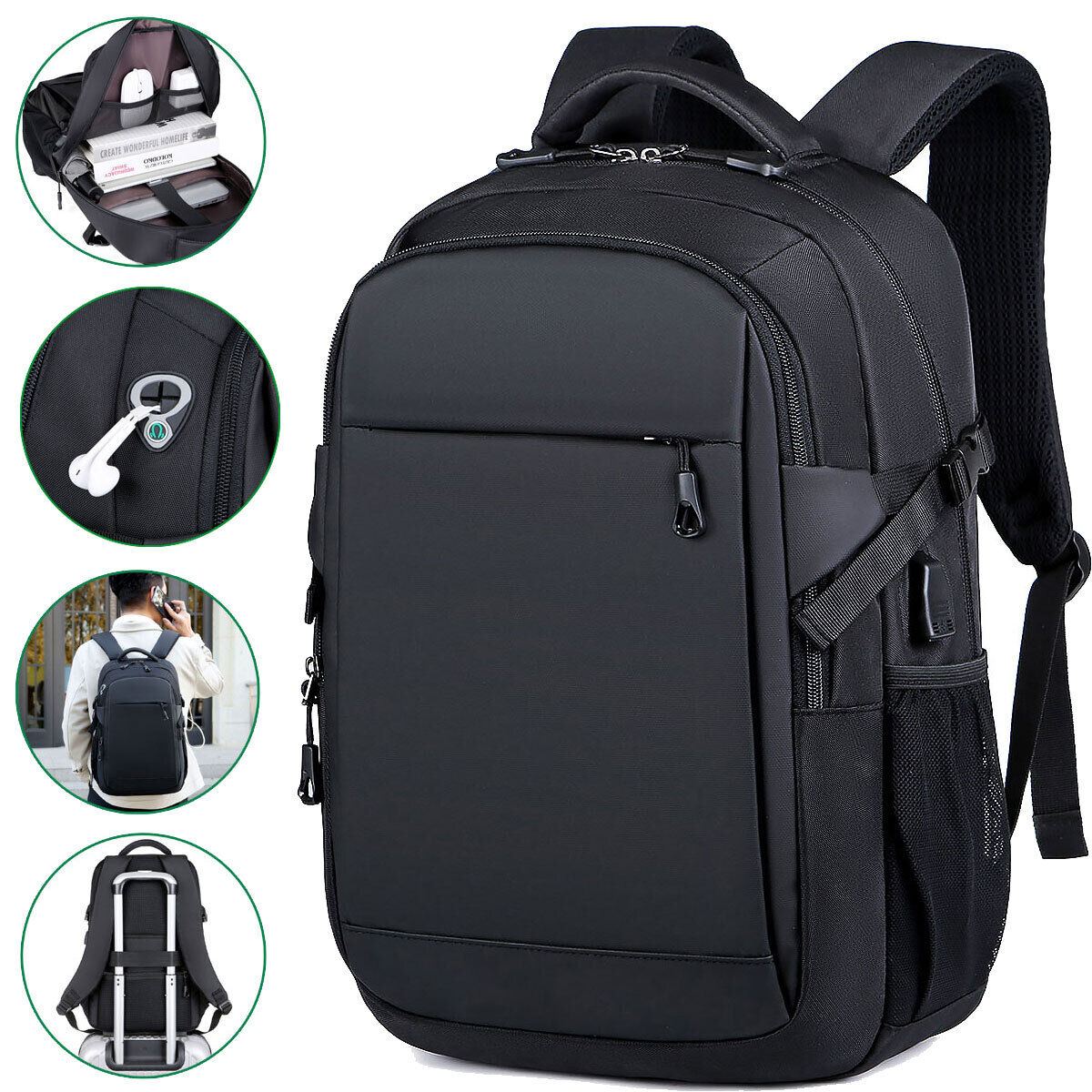 Men Women Backpack Bookbag School Travel Laptop Rucksack Zipper Bag 15.6'' 14 13
