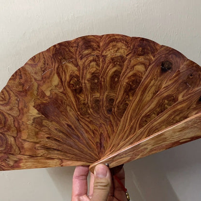 Premium Hainan Huanghuali Ghost Eye Folding Fan 18x31cm