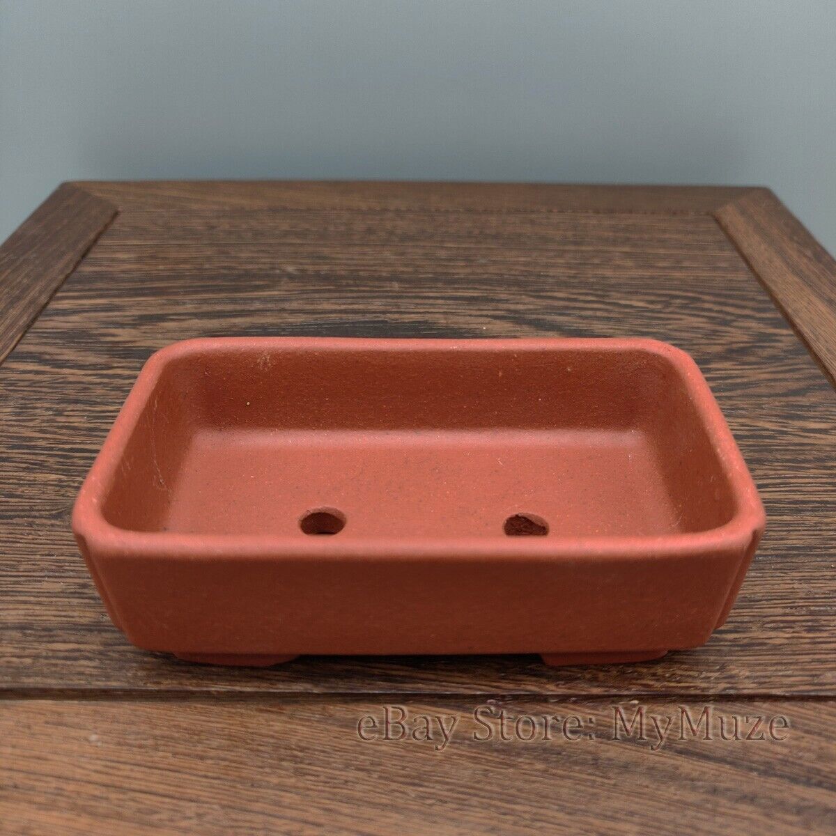 Red Chinese Yixing Rectangular Zisha Mame Shohin Bonsai Pot 9.5x5.5x3cm