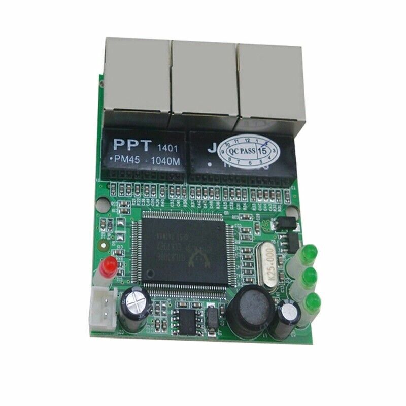 Realtek RTL8306E chipset 90/180 degree RJ45 3 port mini ethernet switch board fa