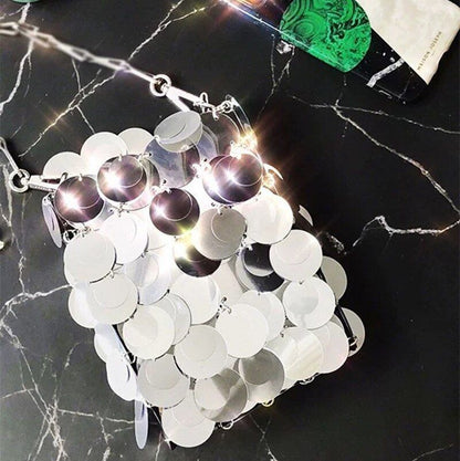 Fashion Bags Metal Sequins Chain Woven Bag Clutch Traveling Shoulder Bag Handbag