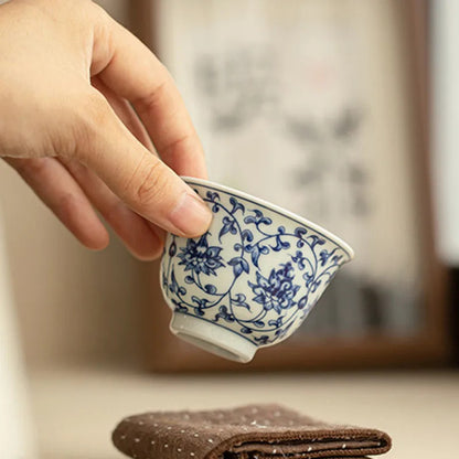 1 Pc Chinese Ceramic Blue and White Porcelain Teacup Tea Bowl Teaware Cup 60ml