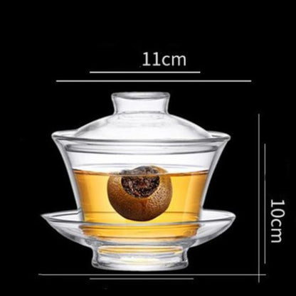 Chinese Tradition Gaiwan Thick Glass Tea Cup High Heat Resistant Tea Kung Fu Tea