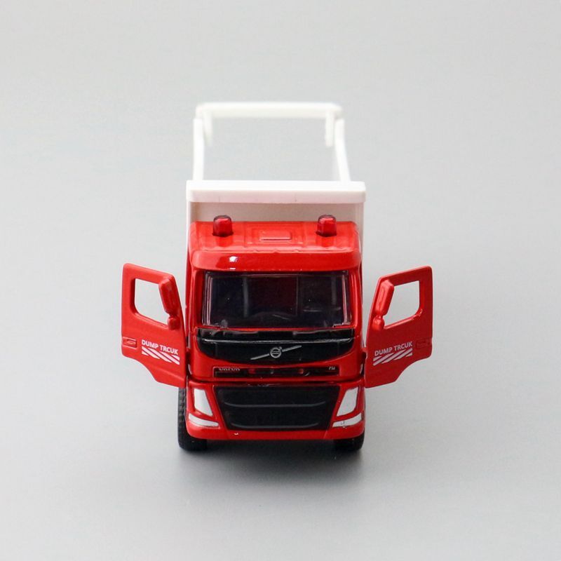 1:72 Diecast Volvo Dump Truck Metal Car Model Toy Pull Back Door Open Gift