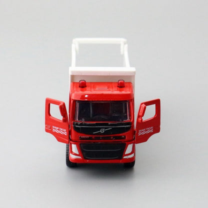 1:72 Diecast Volvo Dump Truck Metal Car Model Toy Pull Back Door Open Gift