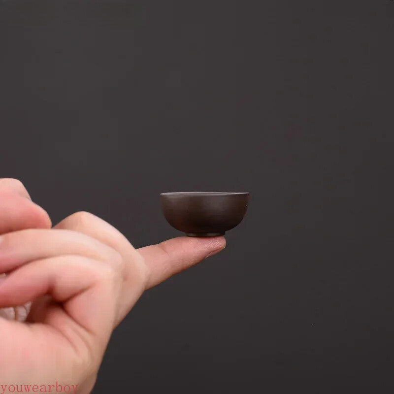 1PC Yixing Purple Clay Tea Pet Mini Fingertip Teacup Tea Ceremony Handmade