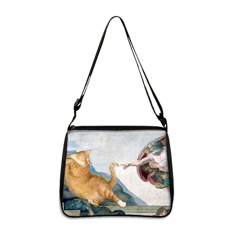 Funny Cat Cosplay Messenger Bag Handbag Canvas Underarm Shoulder Bags Crossbody
