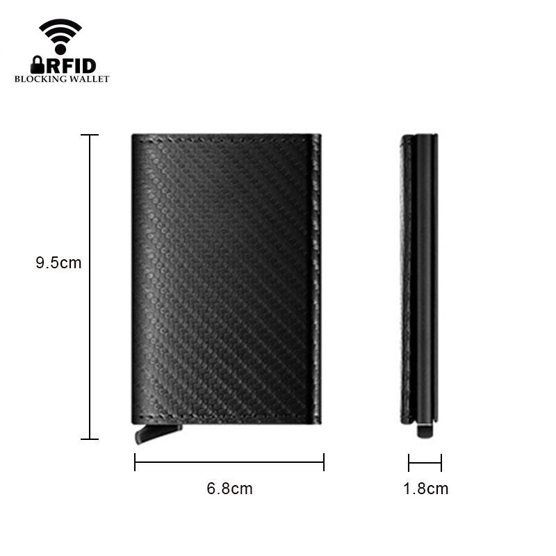 Anti Rfid Magnet Men Wallets Carbon Fiber Card Holder Money Bag Black Wallet 1PC