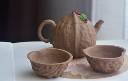 155cc chinese Yixing Handmade Zisha teapot Duanclay Walnut Hu Gongfu tea pot