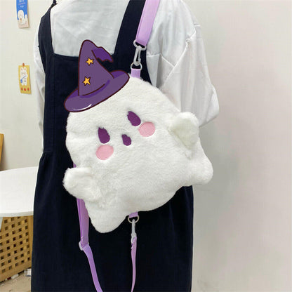 Cartoon Little Ghost Backpack Plush Shoulder Bag Children Girls Birthday Gifts