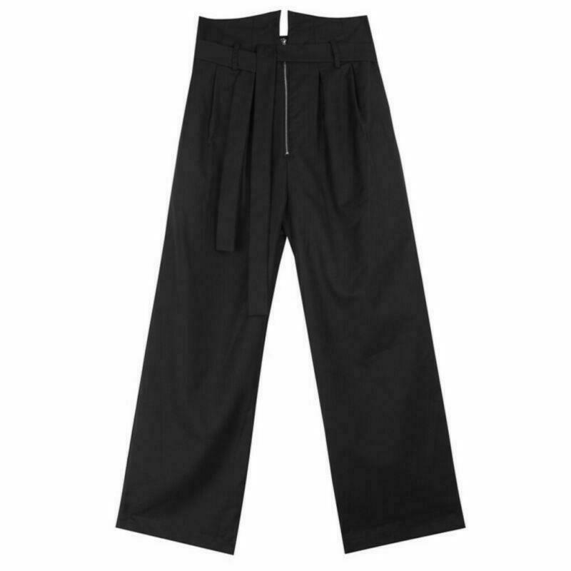 NEW Men's Loose Straight Pants Design Zipper Wide Leg Long Trousers Runway Pants