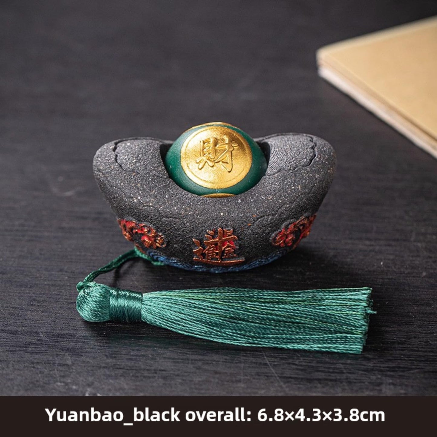 Chinese Yuanbao Black Stone Tea Pet 6.8cm Kung Fu Tea Table Decoration Tea Play