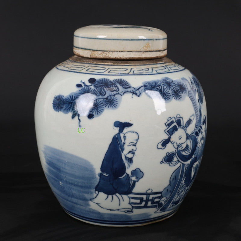 Chinese Antique Ancient Porcelain Blue and White Porcelain Jar Tea Can