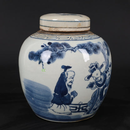 Chinese Antique Ancient Porcelain Blue and White Porcelain Jar Tea Can