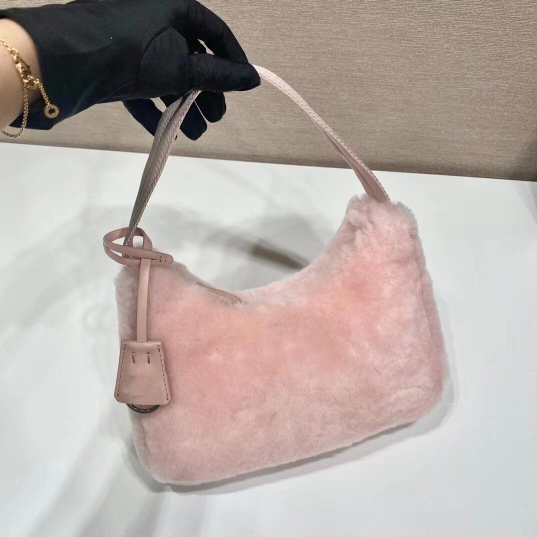 Fashionable Cashmere Underarm Shoulder Bag Versatile Nylon Shell Shape Purse 1PC