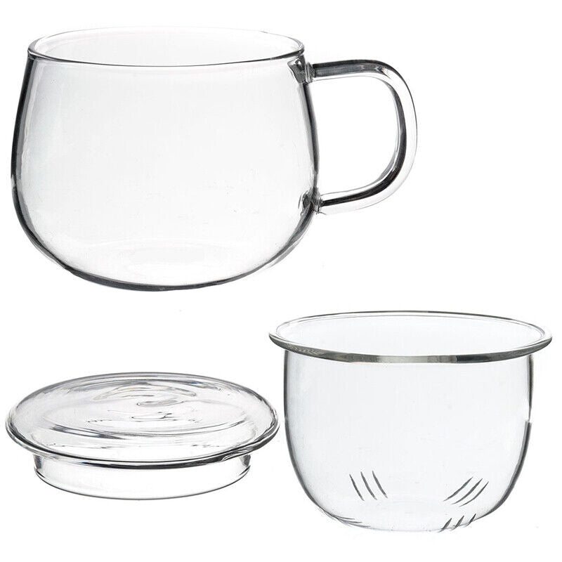 Glass Teaset Tea Water Cup Heat Resistant Coffee Drinkware Tea Infuser FilterLid