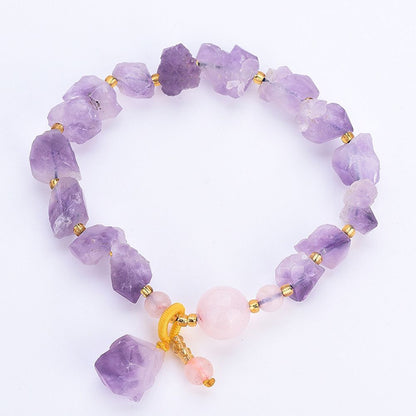 Women Bracelets Natural Amethyst Irregular Healing Stone Crystal Necklace Charms
