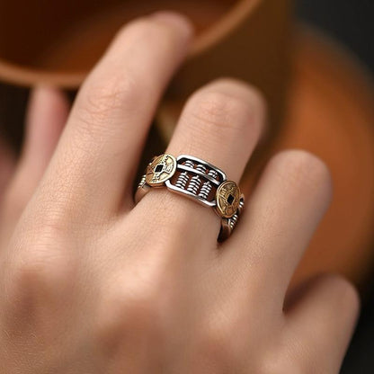 Men's Women's Fashion Lucky Money Coin Ring Adjustable Wishful Thinking Ring