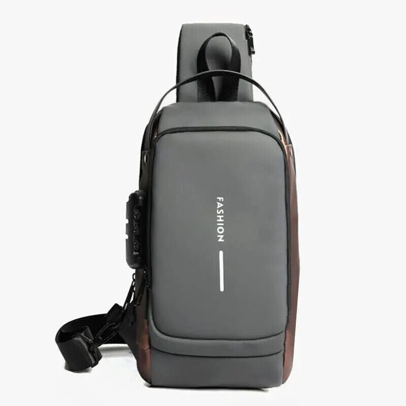 Men Anti Theft USB Shoulder Bag Man Crossbody Cross Body Travel Chest Bags