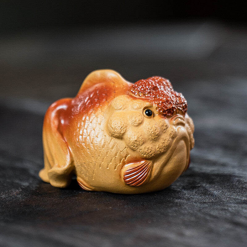 Creative Tea Pet Handmade Arowana Carved Tea Play Yixing Zisha Duan Clay “鸿运当头”