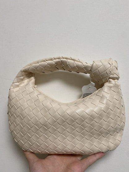 Leather Handbag Mini Shoulder Bag Purse Style Silver Weave Soft Underarm Bags