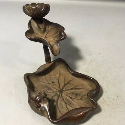 Chinese Bronze Lotus Flower “连年有鱼” Backflow Fragrance Statue Tea Pet Collection