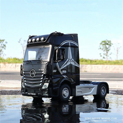 1:36 Benz Container Trailer Truck Head Diecast Model Car Transport Vehicle Toys