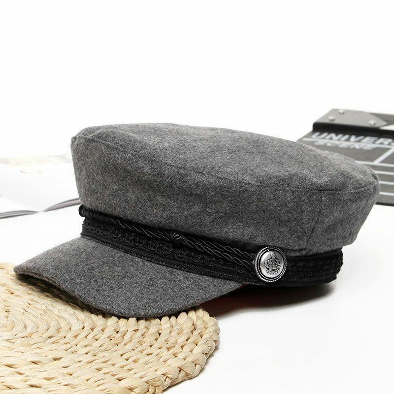 Winter Hats Womens French Style Wool Baker's Boy Cool Baseball Cap Black Visor