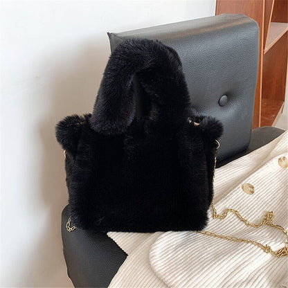 Faux Fur Women's Tote Bag Plush Shoulder Bags Women Soft Top Handbags Warm