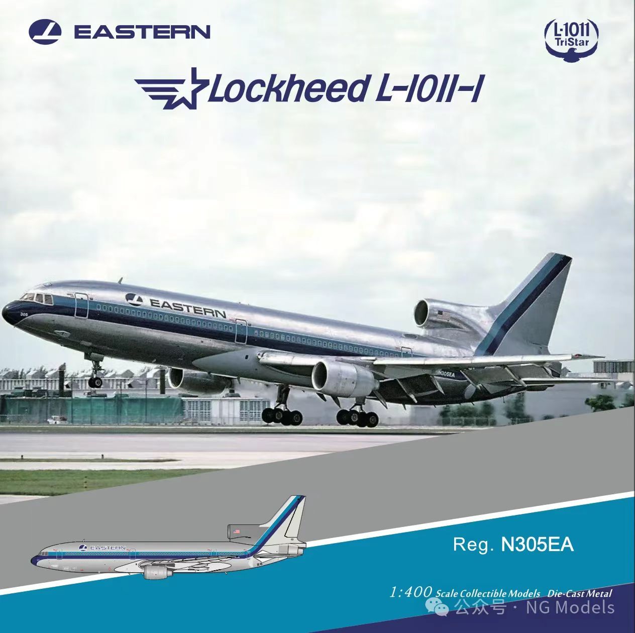 1:400 NGmodels Eastern Air Lines Lockheed L-1011-1 Airplane Diecast Model