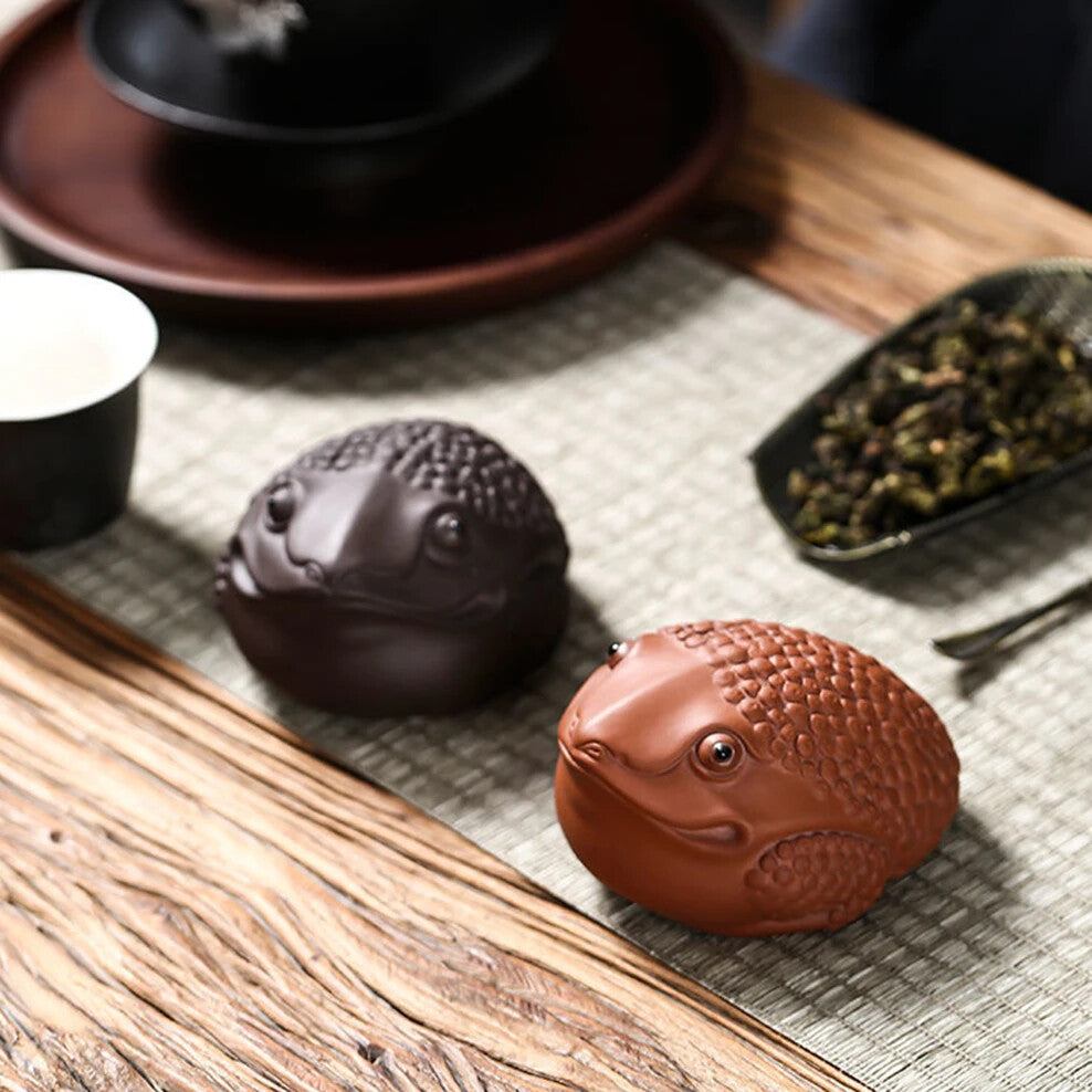 8.8cm Purple Clay Tea Pet Lucky Golden Toad Ornaments Tea Set Tea Ceremony