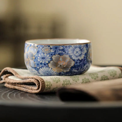 55ml Chinese Blue and White Ceramic Teacup Handmade Meditation Cup Tea Set
