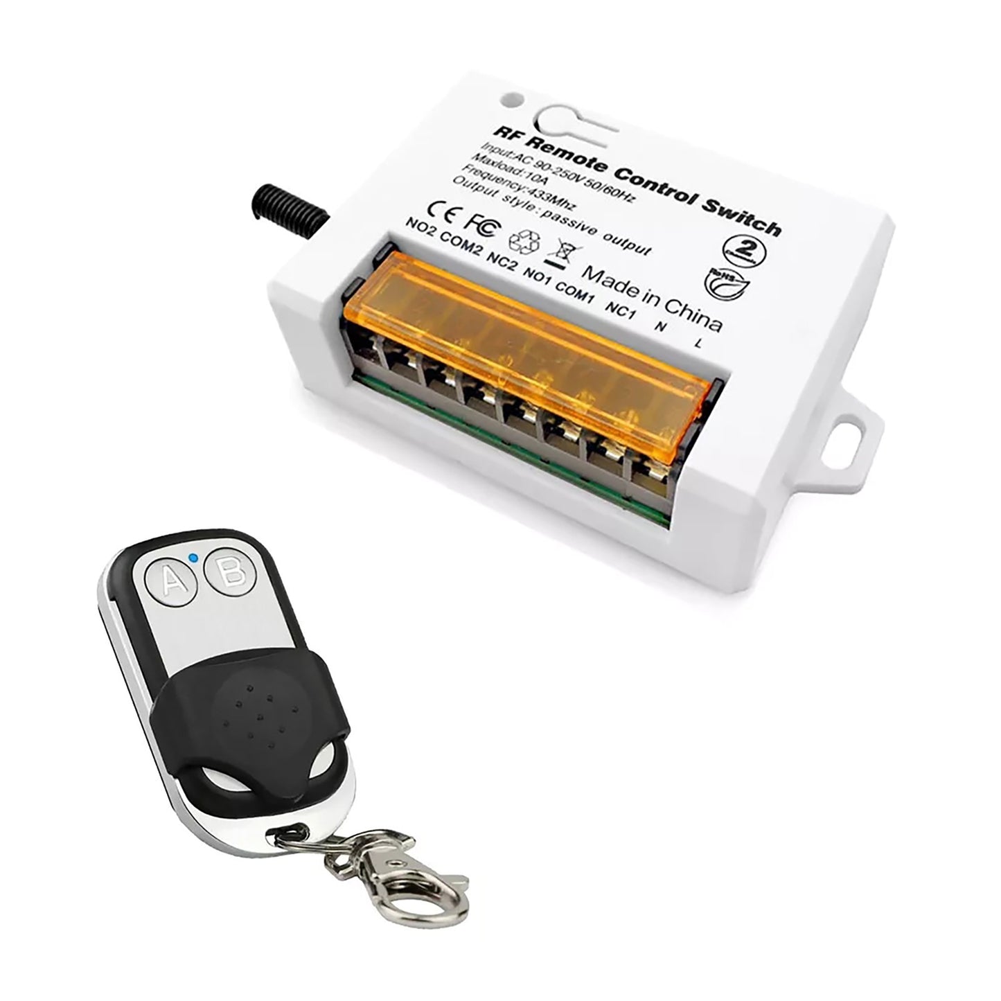 220V 110V 2Ch Relay Receiver Wireless Remote Control Switch for Garage/Gate gg