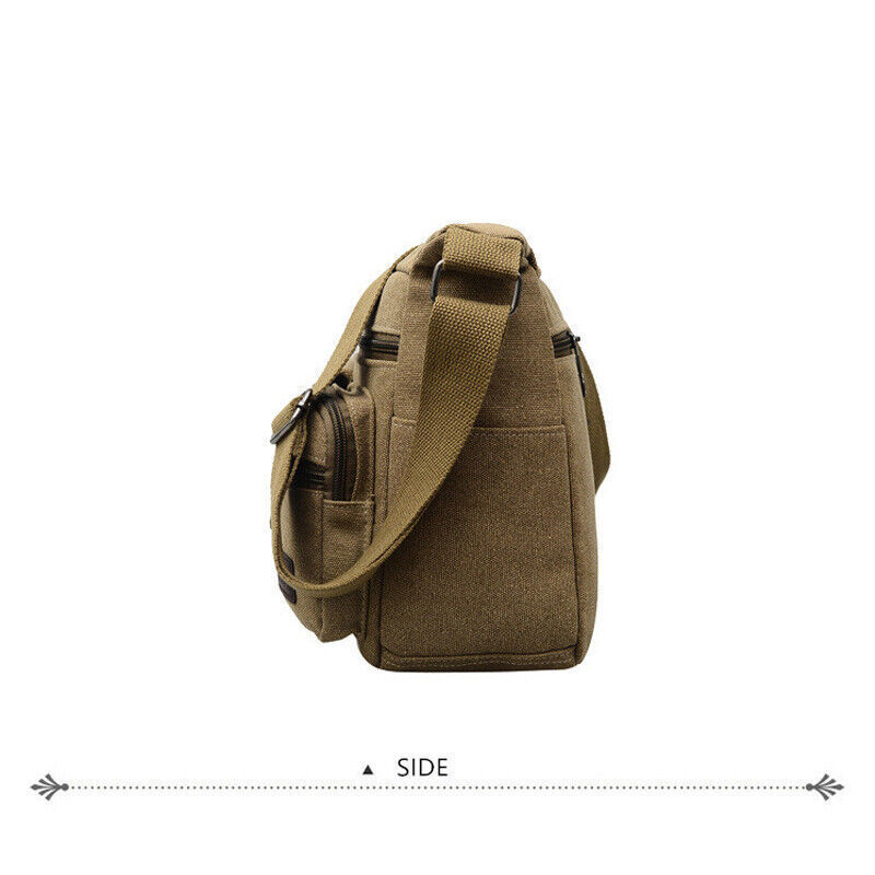 Canvas Sling Bag Men Shoulder Messenger Bag Vintage Crossbody Military Satchel V