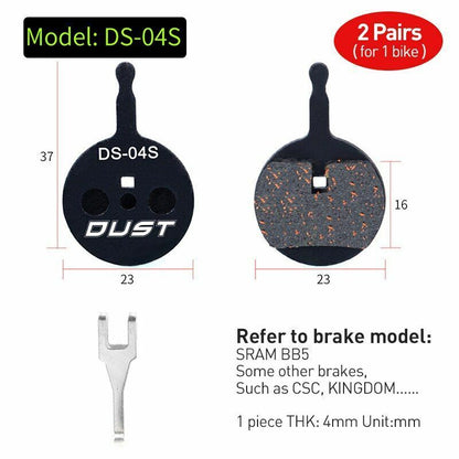 Bicycle Disc Brake Pad 2 pairs (4 pcs) Bike Hydraulic Semi-Metallic Cycling SRAM
